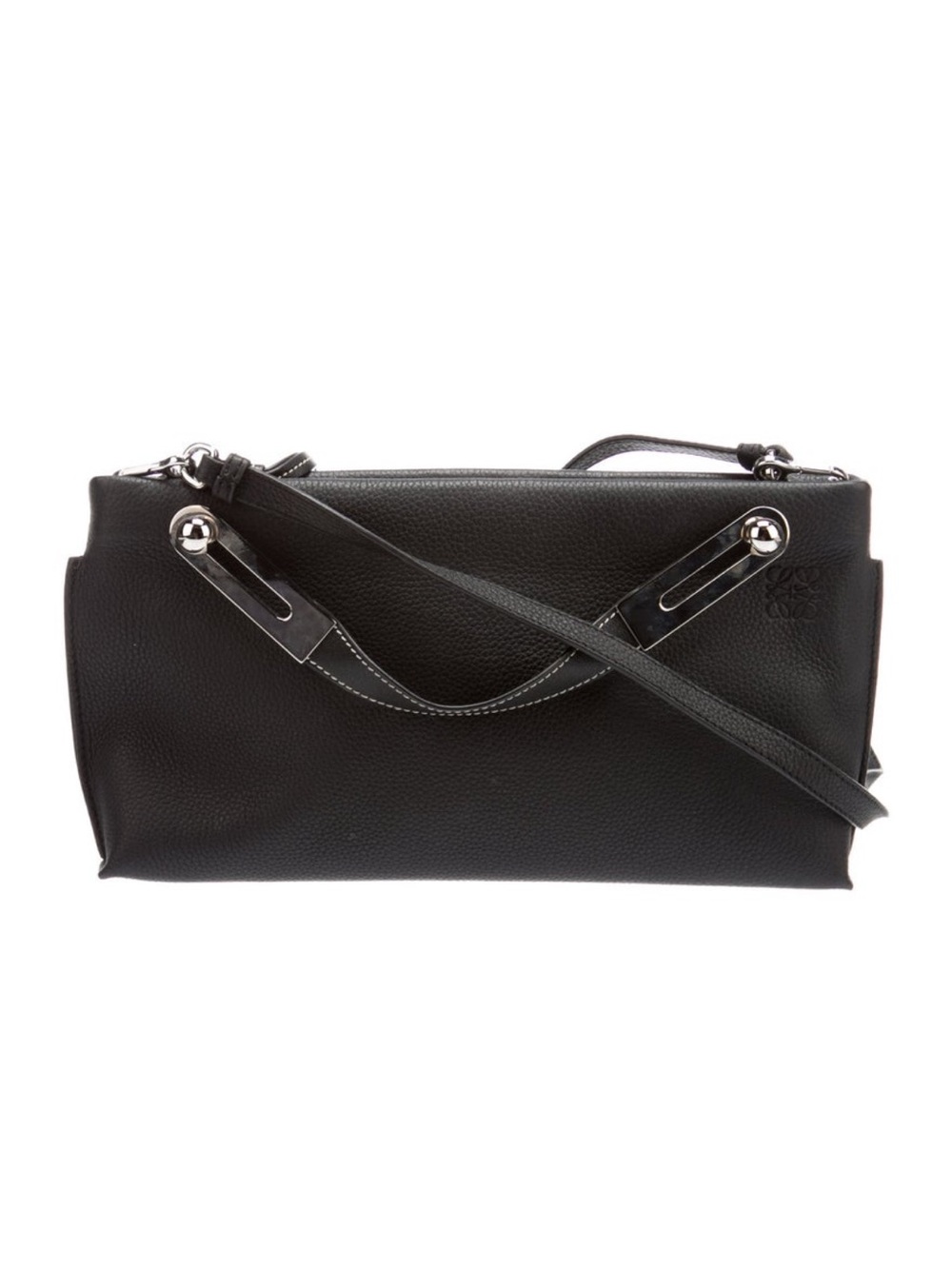 LOEWE small missy black Leather bag w/ brown suede interior authentic